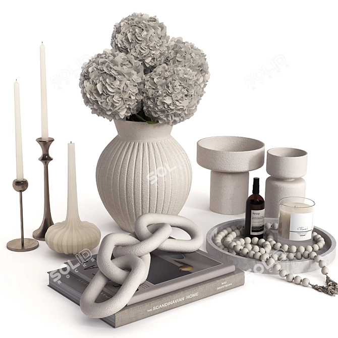 Elegant Home Coffee Table Set 3D model image 13