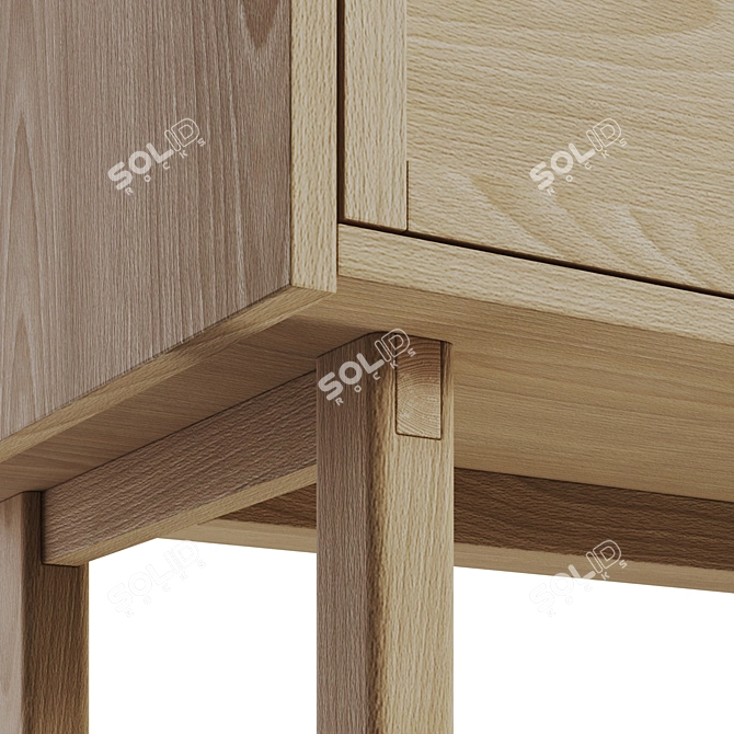 Modern Oak & Glass Chest of Drawers 3D model image 3