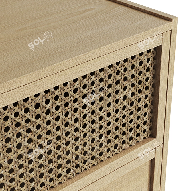 Modern Oak & Glass Chest of Drawers 3D model image 4