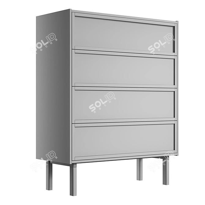 Modern Oak & Glass Chest of Drawers 3D model image 5