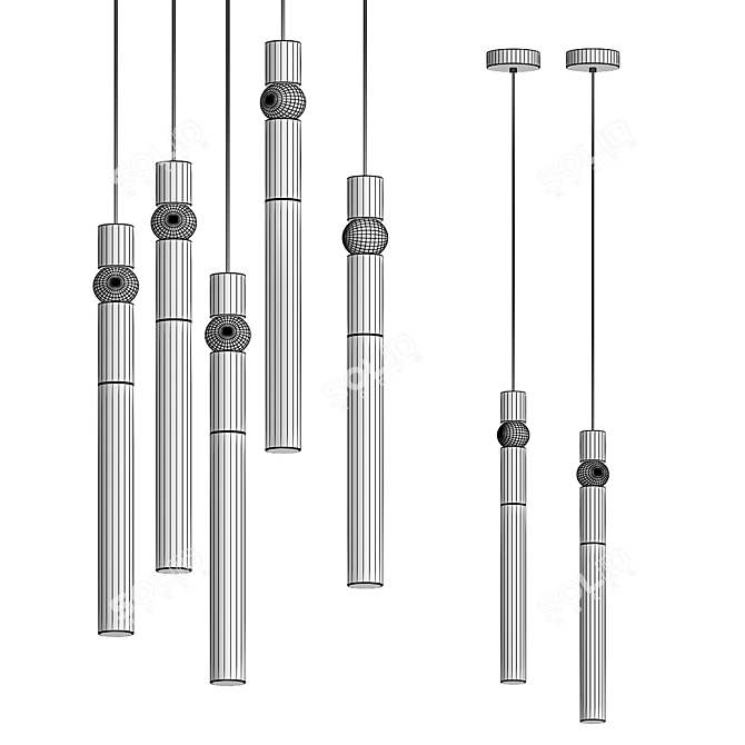 Elegant Spray Pendant Light 3D model image 3