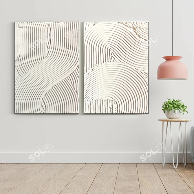 Dual Frame Art Set: Plaster & Wood 3D model image 3