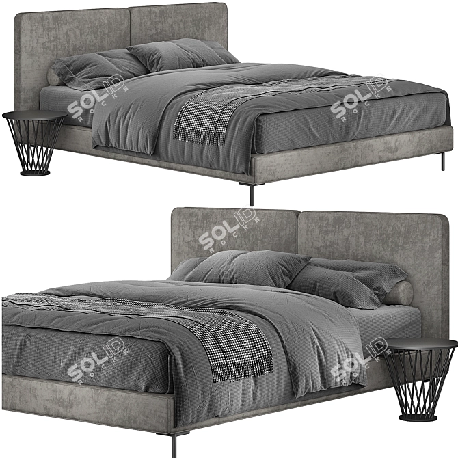 Elegant Minotti Tatlin Bed 3D model image 1