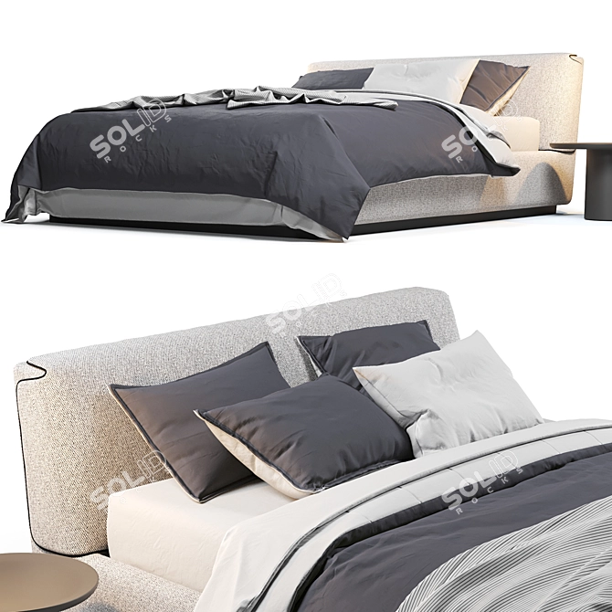 Flou Gentleman Low Headboard Bed 3D model image 3