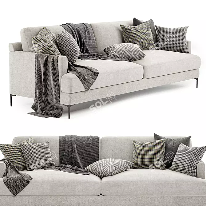 Laura 3.5 Seat Sofa: Modern Elegance for your Living Room 3D model image 3