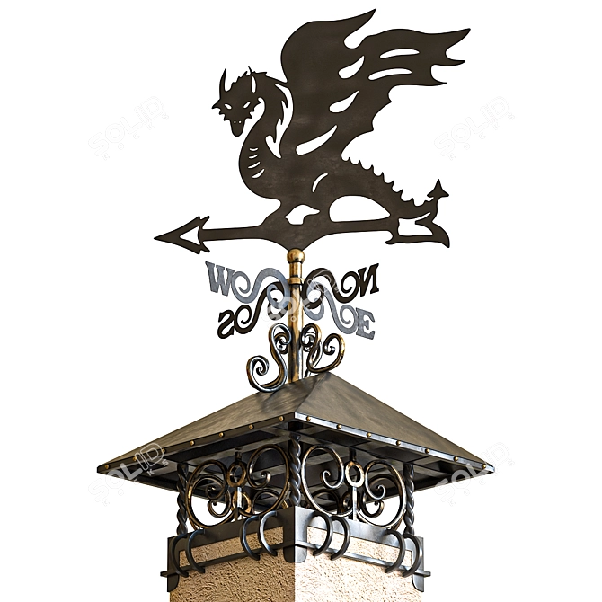 Title: Dragon Weather Vane Chimney Pipe 3D model image 1