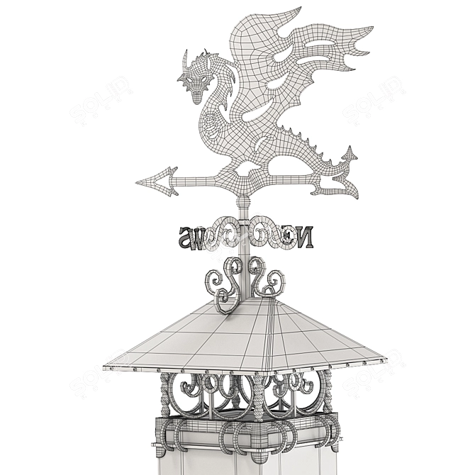 Title: Dragon Weather Vane Chimney Pipe 3D model image 6