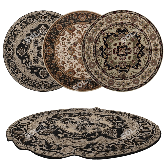 Round Rugs Set: Versatile 3D Carpets 3D model image 1