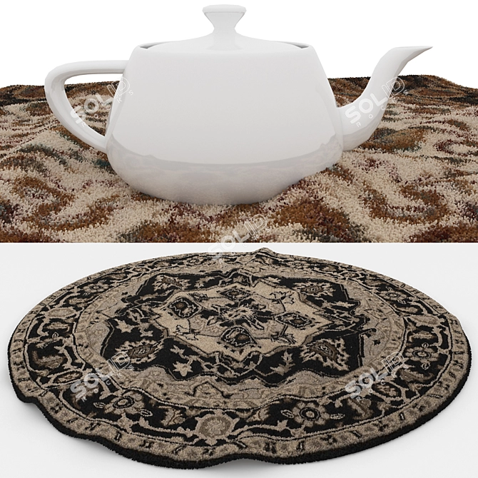 Round Rugs Set: Versatile 3D Carpets 3D model image 4