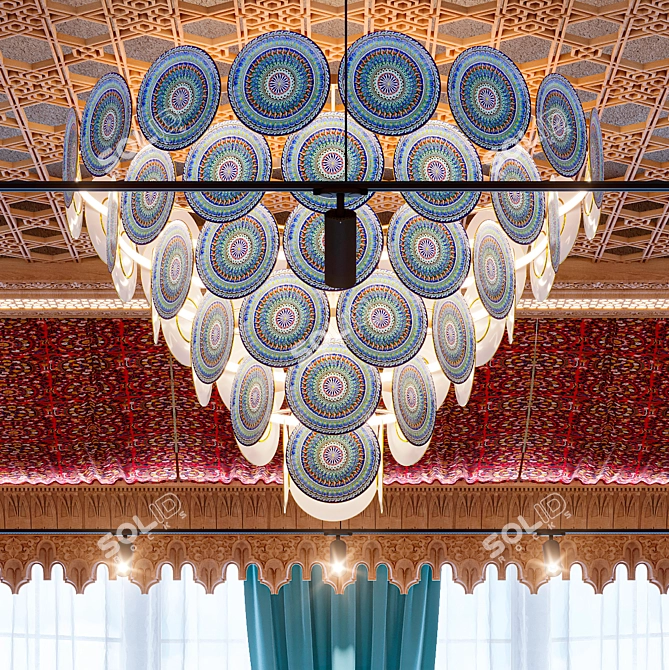 Uzbek Trefoil Chandelier 3D model image 2