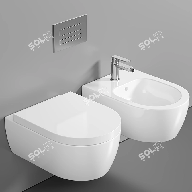 Elevate Your Bathroom: Avento Wall Hung Bidet 3D model image 1