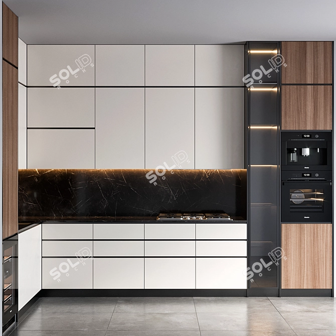 Modern Miele Kitchen: Spacious, Stylish & Functional 3D model image 1