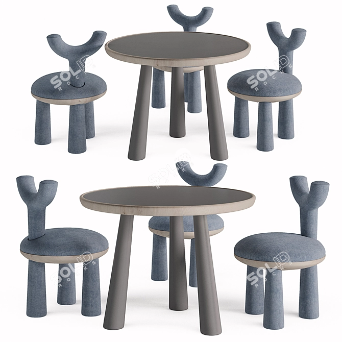 Flow Children's Table and Chairs Set 3D model image 1