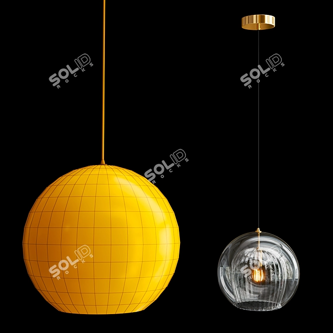 Elegant Glass Pendant Light 3D model image 3