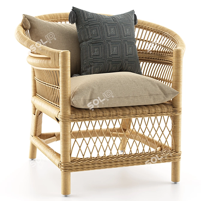 Elegant Malu Rattan Armchair: Stylish Comfort for Your Home! 3D model image 1