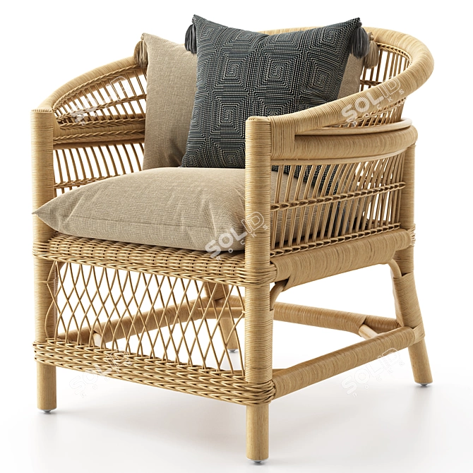 Elegant Malu Rattan Armchair: Stylish Comfort for Your Home! 3D model image 2