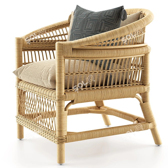 Elegant Malu Rattan Armchair: Stylish Comfort for Your Home! 3D model image 6