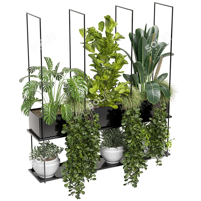 Metal Box Set: Indoor Hanging Plants 3D model image 2