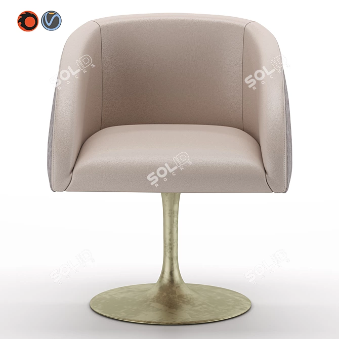 Luxury Leather Dining Chair 3D model image 2