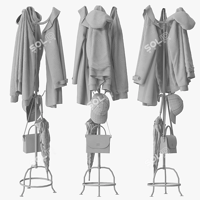 Elegant Cast Metal Coat Rack 3D model image 5