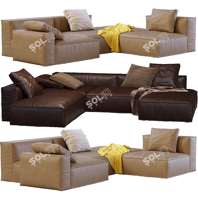 Modern Navi Leather Sofa 3D model image 1