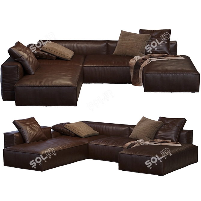 Modern Navi Leather Sofa 3D model image 4