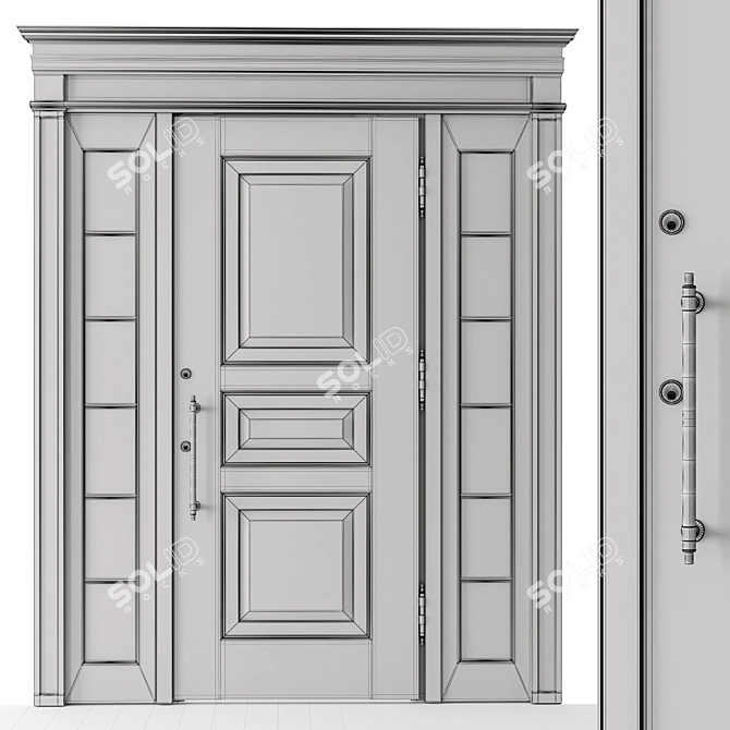Elegant Glass Front Door - Set 38 3D model image 6