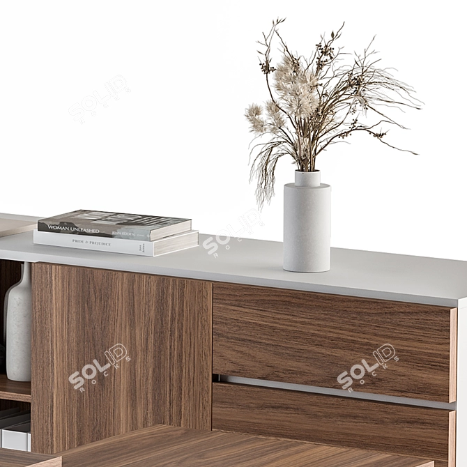 Wooden White Manager Desk - Office Furniture 3D model image 5