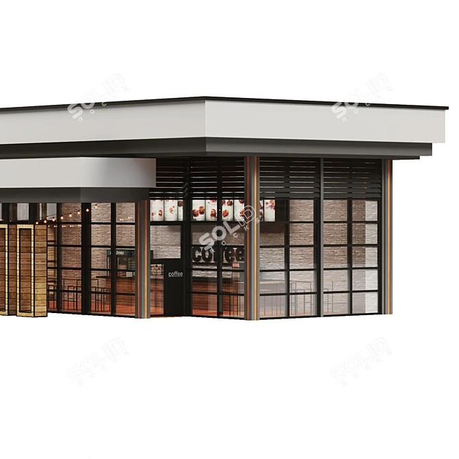 Sleek Street Cafe Design 3D model image 4