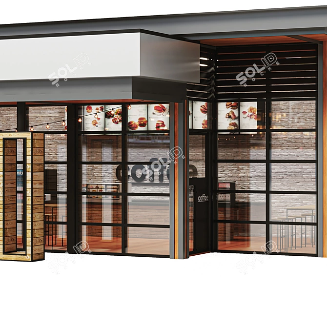 Sleek Street Cafe Design 3D model image 5