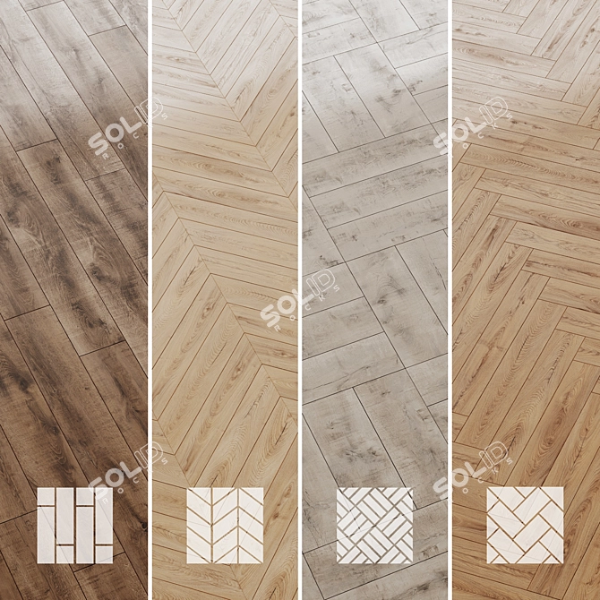 Oak Wood Floor Set 8 3D model image 1