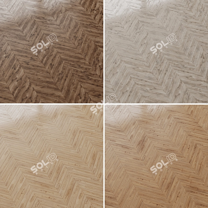 Oak Wood Floor Set 8 3D model image 3