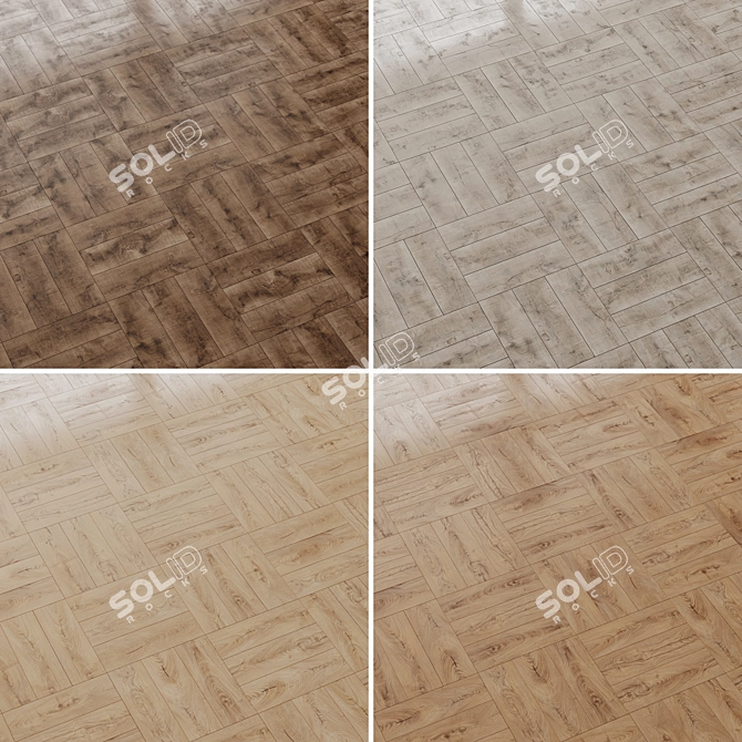 Oak Wood Floor Set 8 3D model image 4