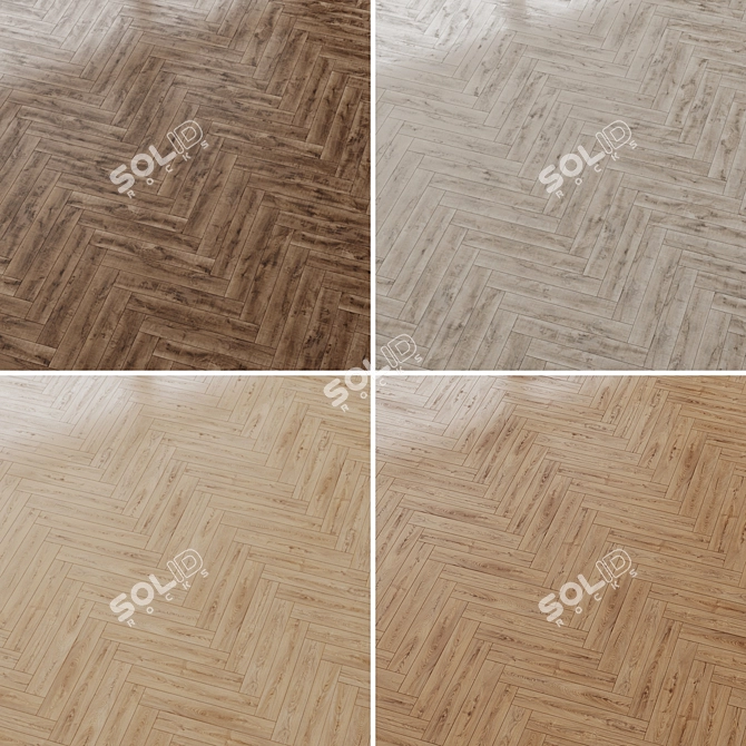 Oak Wood Floor Set 8 3D model image 5