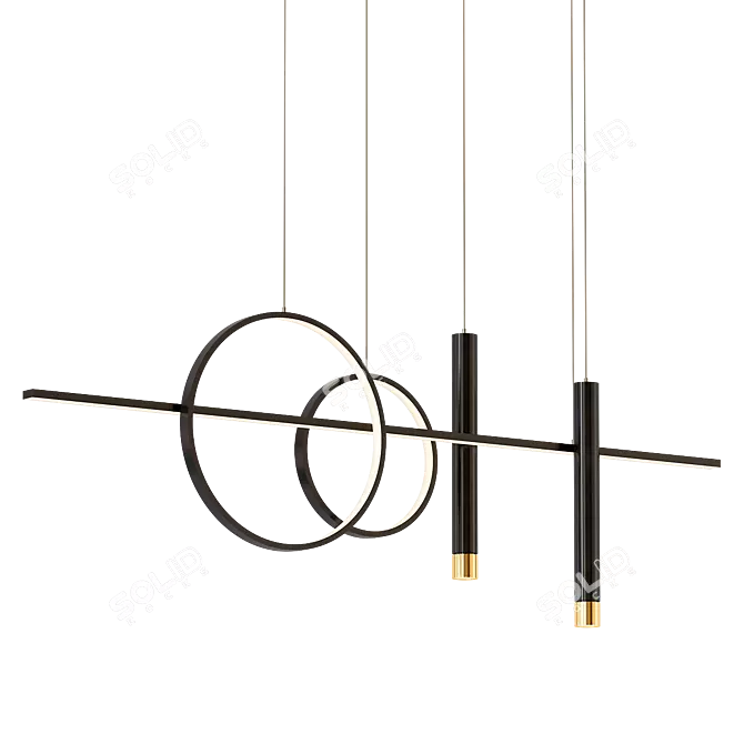 Linear Metal Island Pendant - Modern Style 3D model image 1