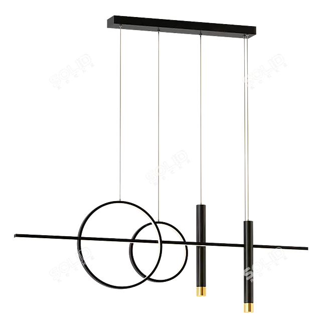 Linear Metal Island Pendant - Modern Style 3D model image 2