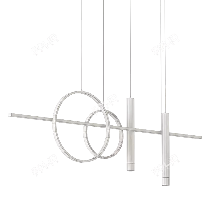 Linear Metal Island Pendant - Modern Style 3D model image 3