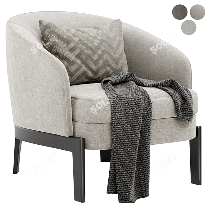 Elegant CHELSEA Fabric Armchair 3D model image 1