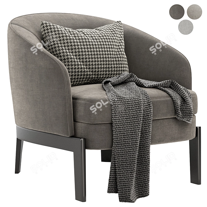 Elegant CHELSEA Fabric Armchair 3D model image 2