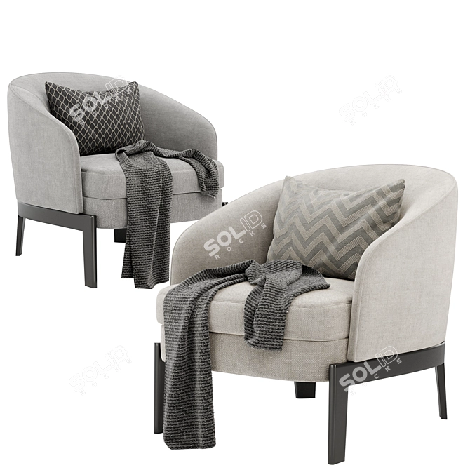 Elegant CHELSEA Fabric Armchair 3D model image 4