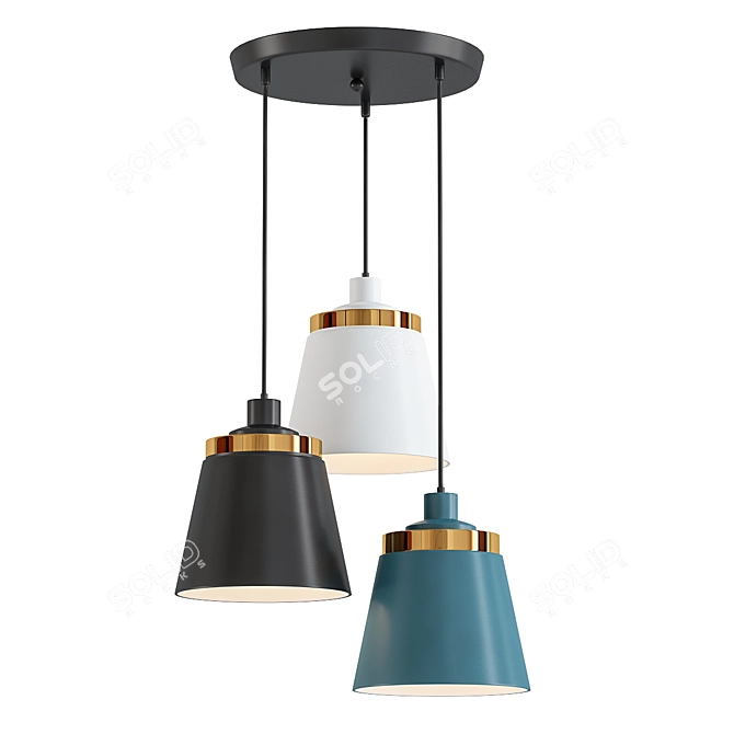 Industrial Colored Suspension with Golden Support 3D model image 1