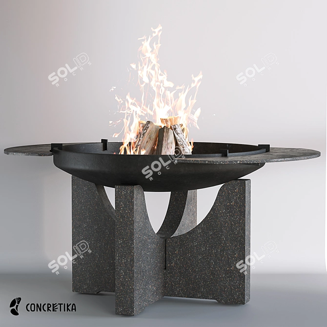 Premium Fire Pit Bowl: S80 Cast Iron 3D model image 1