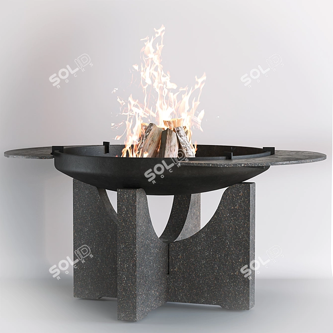 Premium Fire Pit Bowl: S80 Cast Iron 3D model image 4