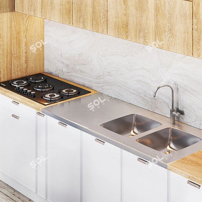 Olofsjoen Stainless Steel Worktop with Integrated Sinks 3D model image 4