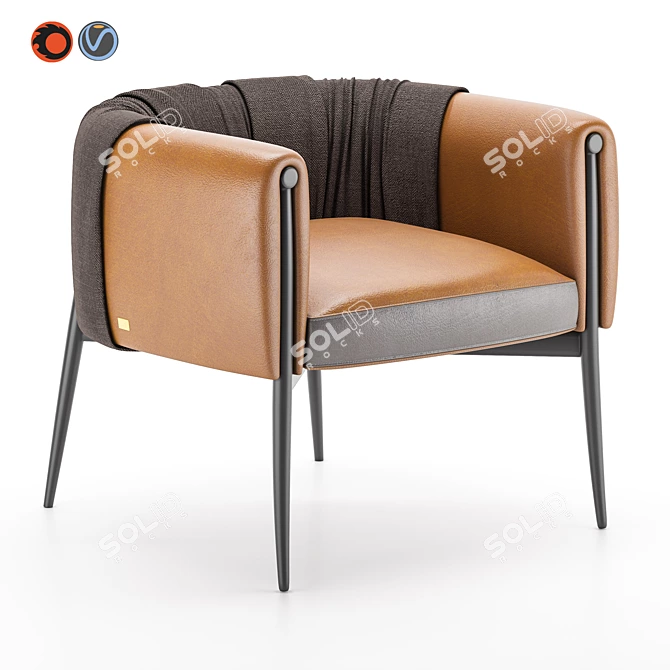 Luxury Leather Armchair TL-1017 by Tonino Lamborghini 3D model image 1