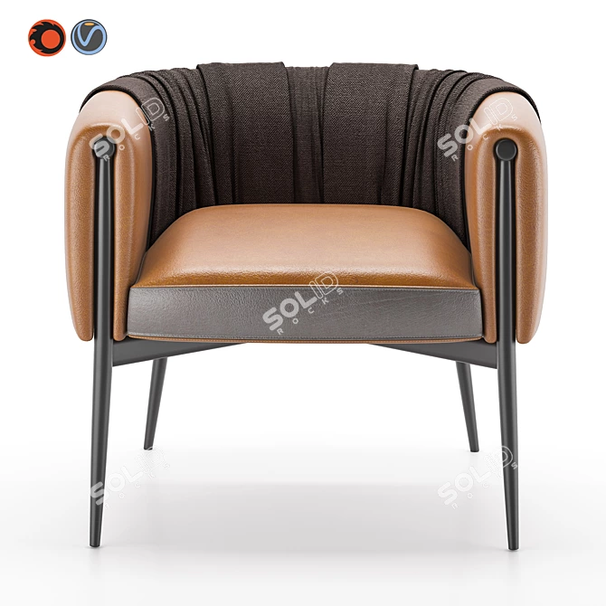 Luxury Leather Armchair TL-1017 by Tonino Lamborghini 3D model image 2