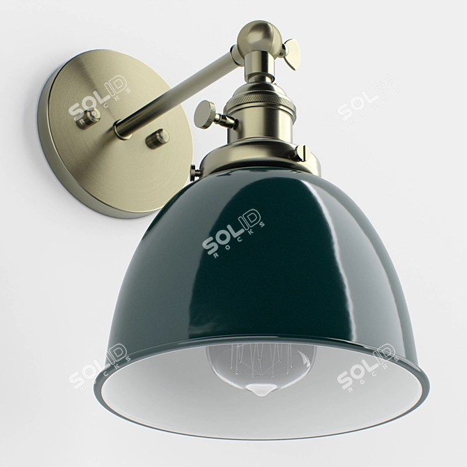 Permo Metal Dome Wall Sconce: Modern Elegance 3D model image 3