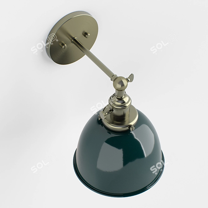 Permo Metal Dome Wall Sconce: Modern Elegance 3D model image 4