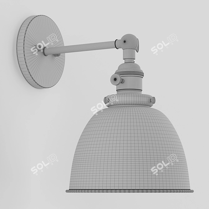 Permo Metal Dome Wall Sconce: Modern Elegance 3D model image 5