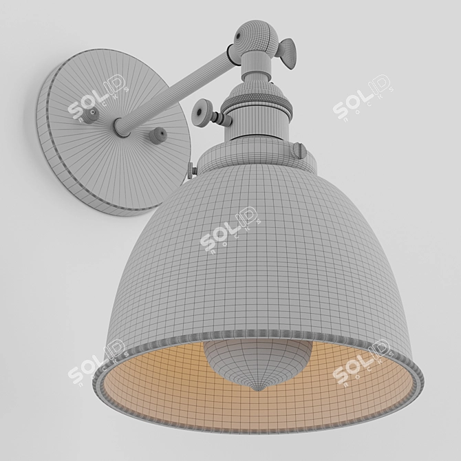 Permo Metal Dome Wall Sconce: Modern Elegance 3D model image 6
